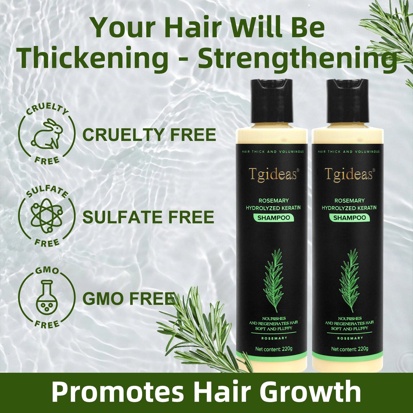 Tgideas Rosemary ShampooHair Growth & Anti-Dandruff Scalp Treatment 2 Bottle
