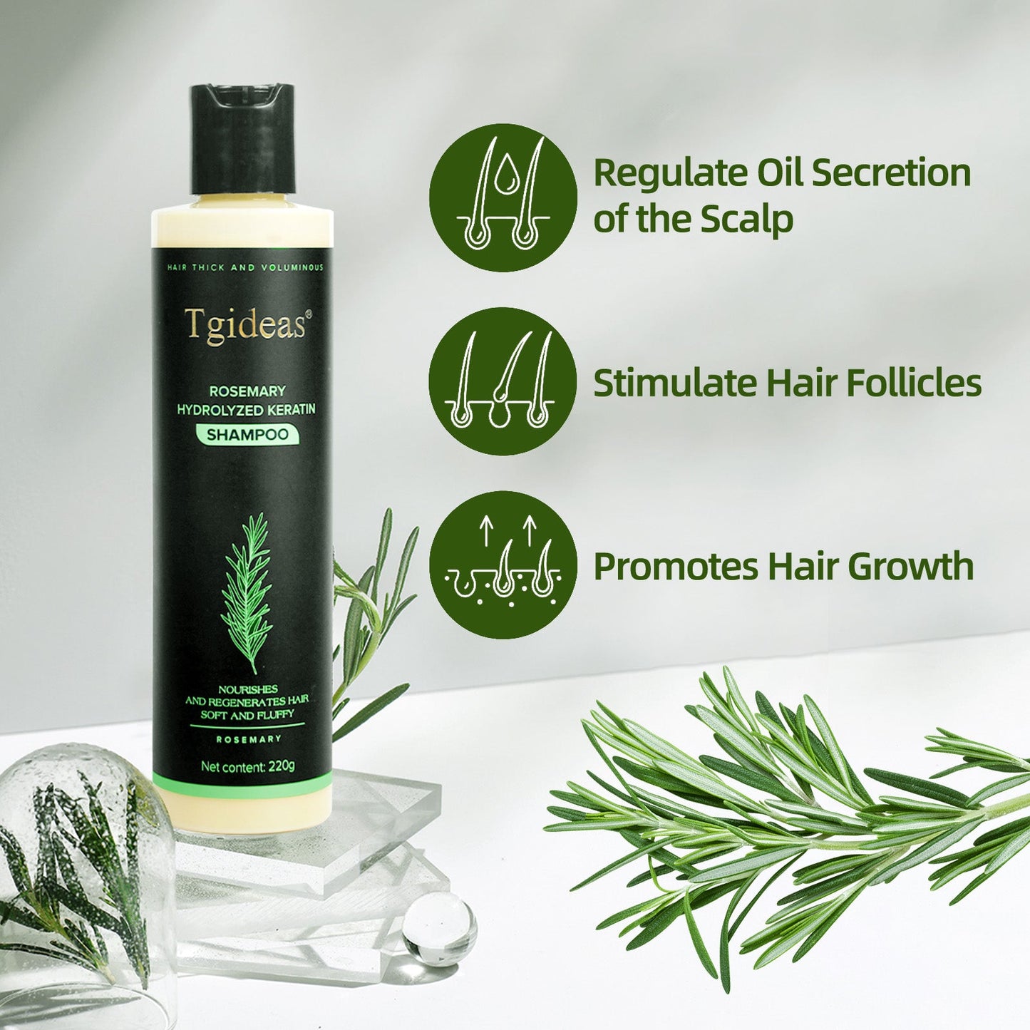 Tgideas Rosemary ShampooHair Growth & Anti-Dandruff Scalp Treatment 2 Bottle