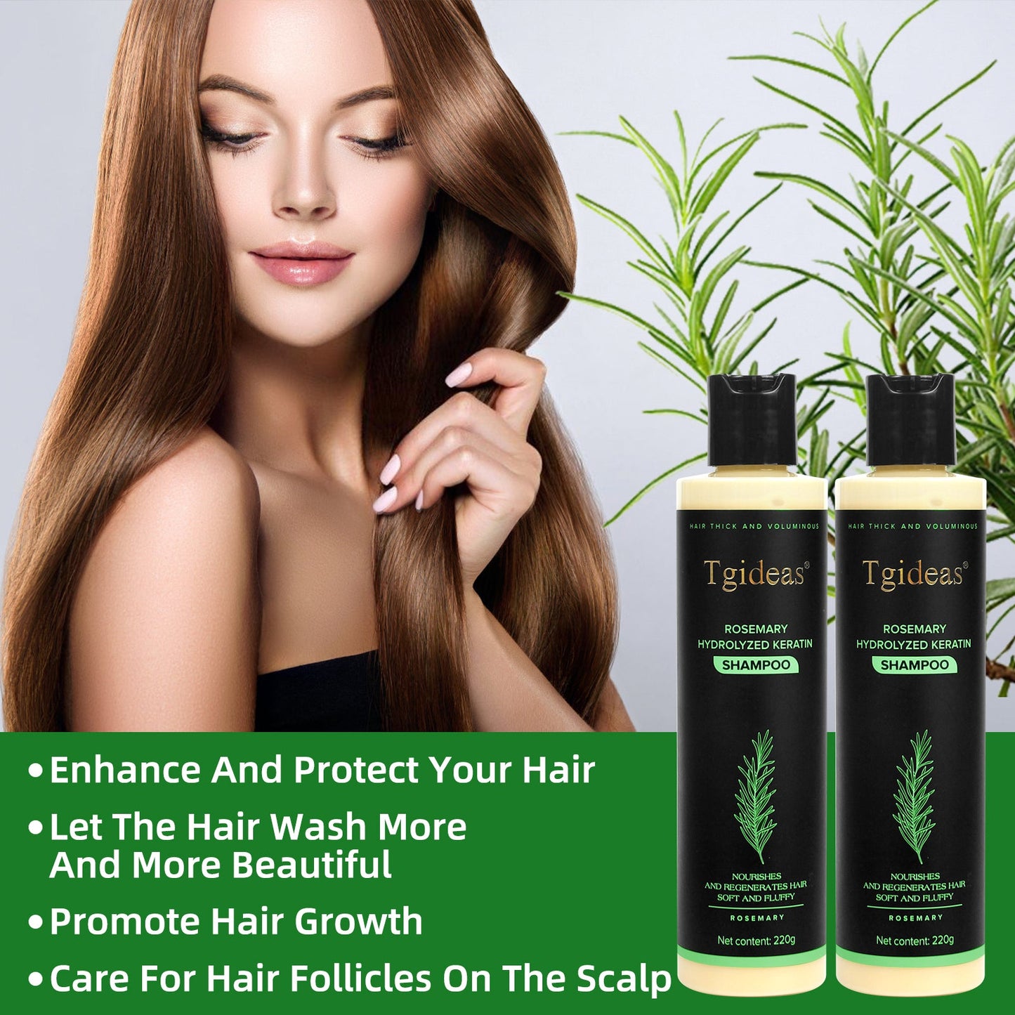 Tgideas Rosemary ShampooHair Growth & Anti-Dandruff Scalp Treatment 2 Bottle